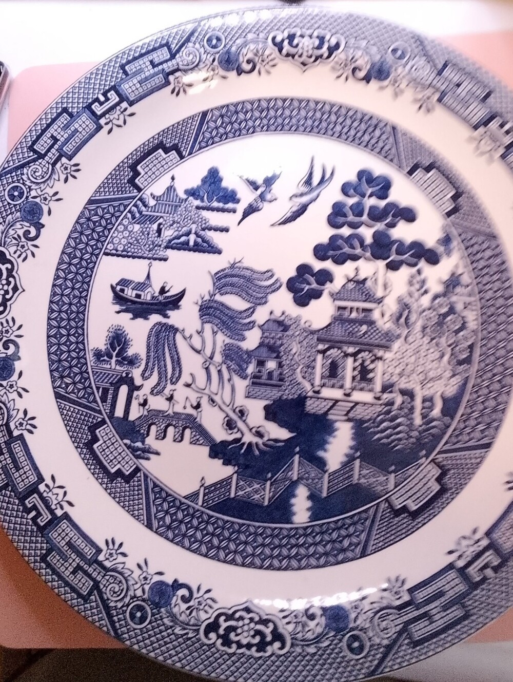 CHURCHILL 12.5" BLUE WILLOW Large Round Serving Platter Plate * Made in England